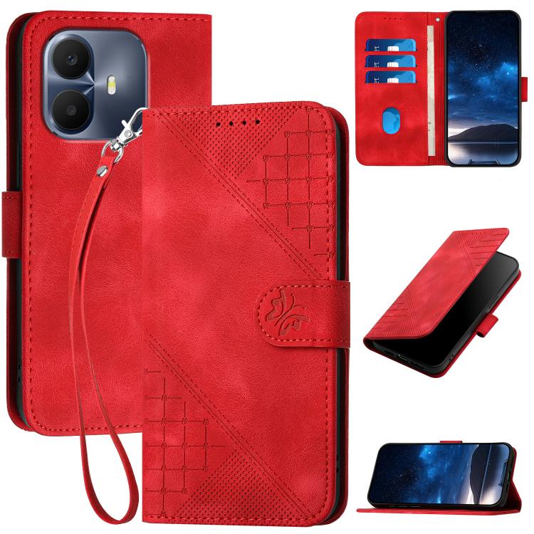 Grid Butterfly Embossed Pattern Leather Phone Case with Lanyard, For TCL K70 5G, For TCL K70 SE T453D, For TCL K70 Power 4G, For TCL NxtPaper 70 Pro 5G, For TCL 60 SE NxtPaper 5G, For TCL 60 SE / TCL 605, For TCL 60R 5G, For TCL 503                    ...