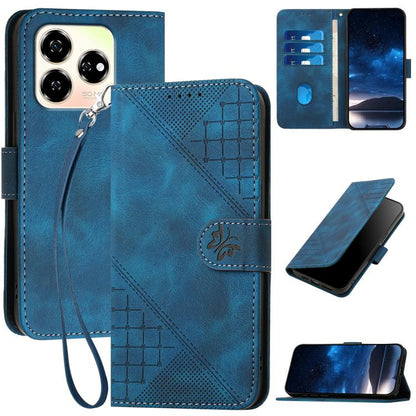 Grid Butterfly Embossed Pattern Leather Phone Case with Lanyard, For ZTE Blade A35e 4G, For ZTE Blade A35e Brazil, For ZTE Blade A35e Global, For ZTE nubia Music 2, For ZTE nubia S 5G A403ZT, For ZTE Blade V70 Design, For ZTE Blade A35 Lite            ...