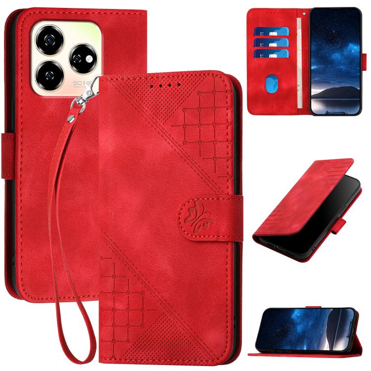 Grid Butterfly Embossed Pattern Leather Phone Case with Lanyard, For ZTE Blade A35e 4G, For ZTE Blade A35e Brazil, For ZTE Blade A35e Global, For ZTE nubia Music 2, For ZTE nubia S 5G A403ZT, For ZTE Blade V70 Design, For ZTE Blade A35 Lite            ...