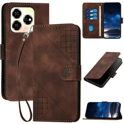 Grid Butterfly Embossed Pattern Leather Phone Case with Lanyard, For ZTE Blade A35e 4G, For ZTE Blade A35e Brazil, For ZTE Blade A35e Global, For ZTE nubia Music 2, For ZTE nubia S 5G A403ZT, For ZTE Blade V70 Design, For ZTE Blade A35 Lite            ...