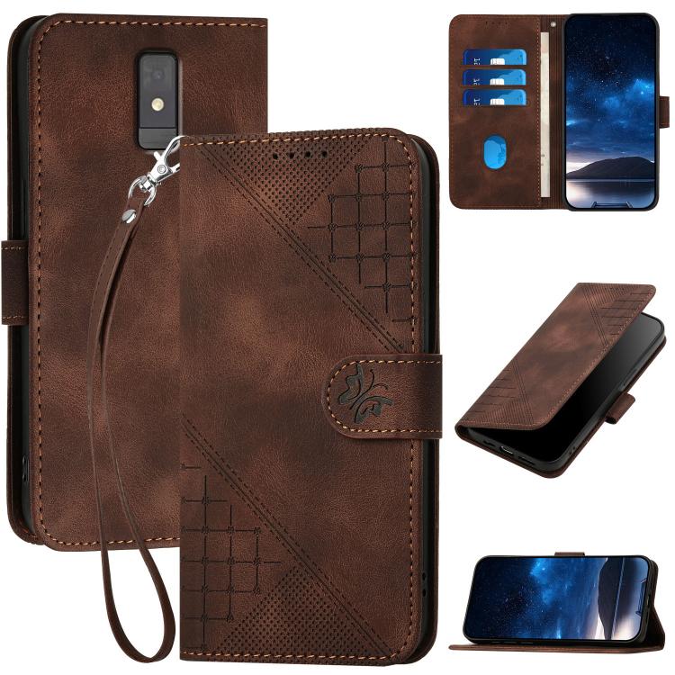Grid Butterfly Embossed Pattern Leather Phone Case with Lanyard, For ZTE nubia Focus Pro, For ZTE nubia Music, For ZTE Blade A34, For ZTE nubia Z60 Ultra, For ZTE Blade A54, For ZTE Blade A73 4G / Blade V50 Design 4G, For ZTE Blade A73 5G              ...