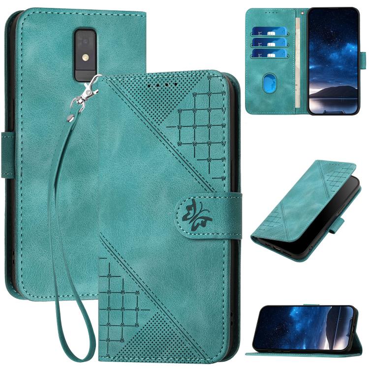 Grid Butterfly Embossed Pattern Leather Phone Case with Lanyard, For ZTE nubia Focus Pro, For ZTE nubia Music, For ZTE Blade A34, For ZTE nubia Z60 Ultra, For ZTE Blade A54, For ZTE Blade A73 4G / Blade V50 Design 4G, For ZTE Blade A73 5G              ...