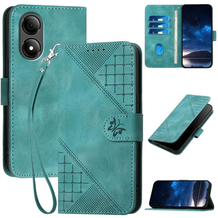 Grid Butterfly Embossed Pattern Leather Phone Case with Lanyard, For ZTE nubia Focus Pro, For ZTE nubia Music, For ZTE Blade A34, For ZTE nubia Z60 Ultra, For ZTE Blade A54, For ZTE Blade A73 4G / Blade V50 Design 4G, For ZTE Blade A73 5G              ...