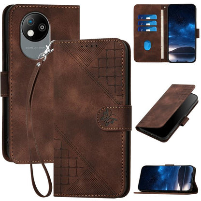 Grid Butterfly Embossed Pattern Leather Phone Case with Lanyard, For ZTE Blade A35e 4G, For ZTE Blade A35e Brazil, For ZTE Blade A35e Global, For ZTE nubia Music 2, For ZTE nubia S 5G A403ZT, For ZTE Blade V70 Design, For ZTE Blade A35 Lite            ...