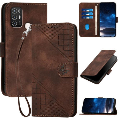 Grid Butterfly Embossed Pattern Leather Phone Case with Lanyard, For ZTE Libero 5G III, For ZTE Blade A72 5G, For ZTE Blade A52, For ZTE Libero 5G II, For ZTE Blade A72