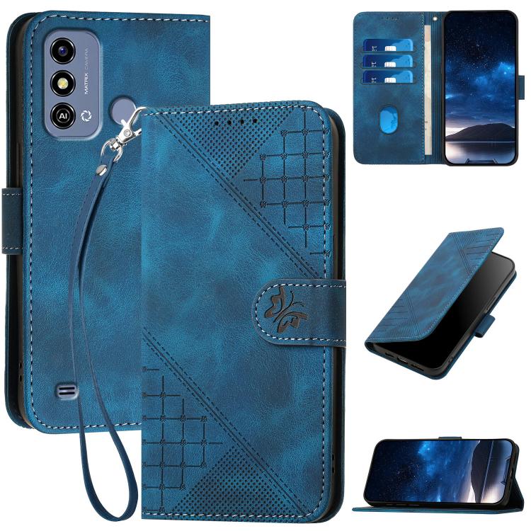 Grid Butterfly Embossed Pattern Leather Phone Case with Lanyard, For ZTE nubia Focus Pro, For ZTE nubia Music, For ZTE Blade A34, For ZTE nubia Z60 Ultra, For ZTE Blade A54, For ZTE Blade A73 4G / Blade V50 Design 4G, For ZTE Blade A73 5G              ...