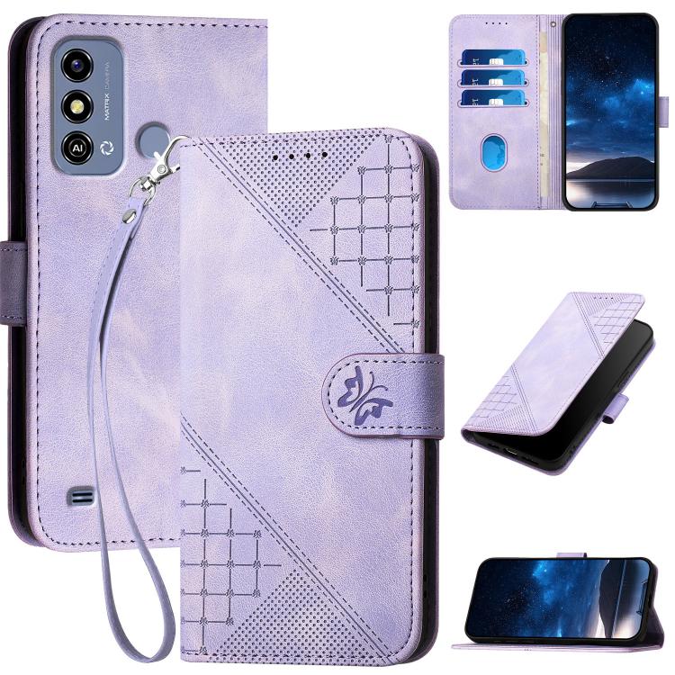 Grid Butterfly Embossed Pattern Leather Phone Case with Lanyard, For ZTE nubia Focus Pro, For ZTE nubia Music, For ZTE Blade A34, For ZTE nubia Z60 Ultra, For ZTE Blade A54, For ZTE Blade A73 4G / Blade V50 Design 4G, For ZTE Blade A73 5G              ...
