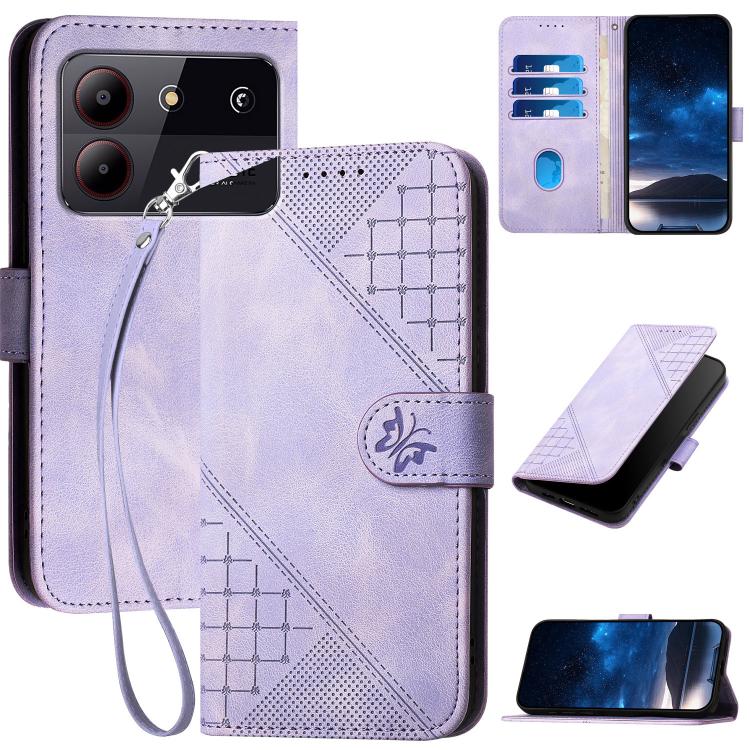 Grid Butterfly Embossed Pattern Leather Phone Case with Lanyard, For ZTE nubia Focus Pro, For ZTE nubia Music, For ZTE Blade A34, For ZTE nubia Z60 Ultra, For ZTE Blade A54, For ZTE Blade A73 4G / Blade V50 Design 4G, For ZTE Blade A73 5G              ...