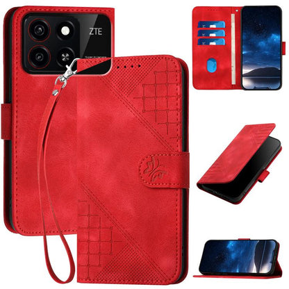 Grid Butterfly Embossed Pattern Leather Phone Case with Lanyard, For ZTE Blade A35e 4G, For ZTE Blade A35e Brazil, For ZTE Blade A35e Global, For ZTE nubia Music 2, For ZTE nubia S 5G A403ZT, For ZTE Blade V70 Design, For ZTE Blade A35 Lite            ...