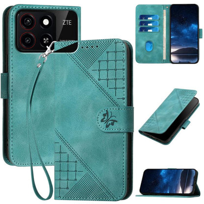 Grid Butterfly Embossed Pattern Leather Phone Case with Lanyard, For ZTE Blade A35e 4G, For ZTE Blade A35e Brazil, For ZTE Blade A35e Global, For ZTE nubia Music 2, For ZTE nubia S 5G A403ZT, For ZTE Blade V70 Design, For ZTE Blade A35 Lite            ...