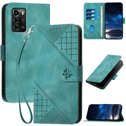 Grid Butterfly Embossed Pattern Leather Phone Case with Lanyard, For ZTE Libero 5G III, For ZTE Blade A72 5G, For ZTE Blade A52, For ZTE Libero 5G II, For ZTE Blade A72