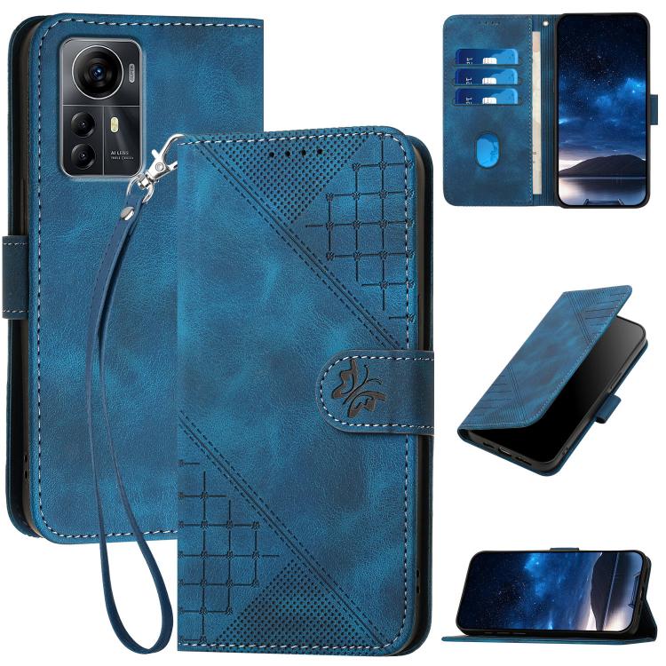 Grid Butterfly Embossed Pattern Leather Phone Case with Lanyard, For ZTE nubia Focus Pro, For ZTE nubia Music, For ZTE Blade A34, For ZTE nubia Z60 Ultra, For ZTE Blade A54, For ZTE Blade A73 4G / Blade V50 Design 4G, For ZTE Blade A73 5G              ...