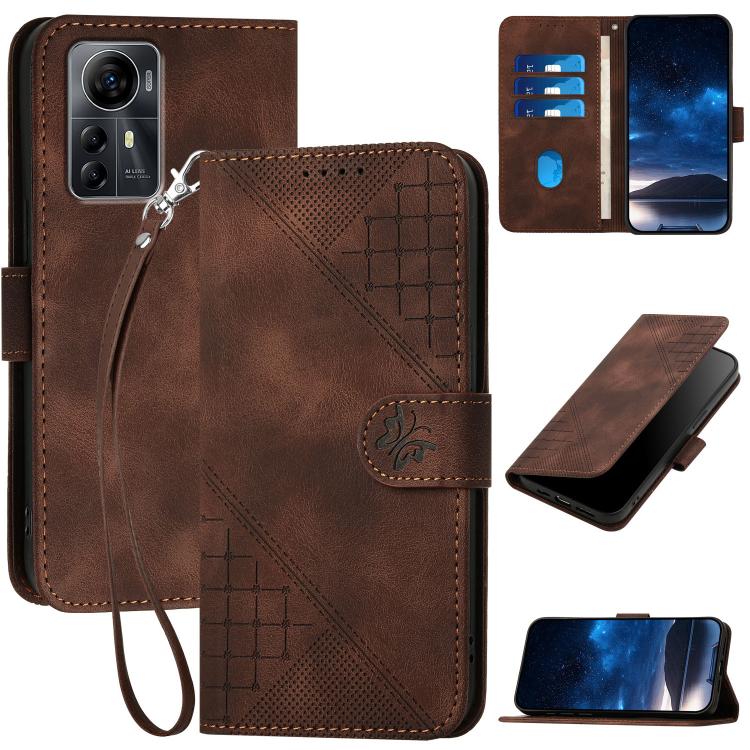 Grid Butterfly Embossed Pattern Leather Phone Case with Lanyard, For ZTE nubia Focus Pro, For ZTE nubia Music, For ZTE Blade A34, For ZTE nubia Z60 Ultra, For ZTE Blade A54, For ZTE Blade A73 4G / Blade V50 Design 4G, For ZTE Blade A73 5G              ...