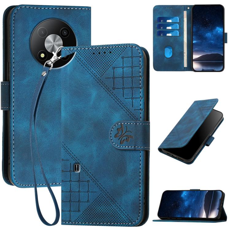 Grid Butterfly Embossed Pattern Leather Phone Case with Lanyard, For ZTE nubia Focus Pro, For ZTE nubia Music, For ZTE Blade A34, For ZTE nubia Z60 Ultra, For ZTE Blade A54, For ZTE Blade A73 4G / Blade V50 Design 4G, For ZTE Blade A73 5G              ...