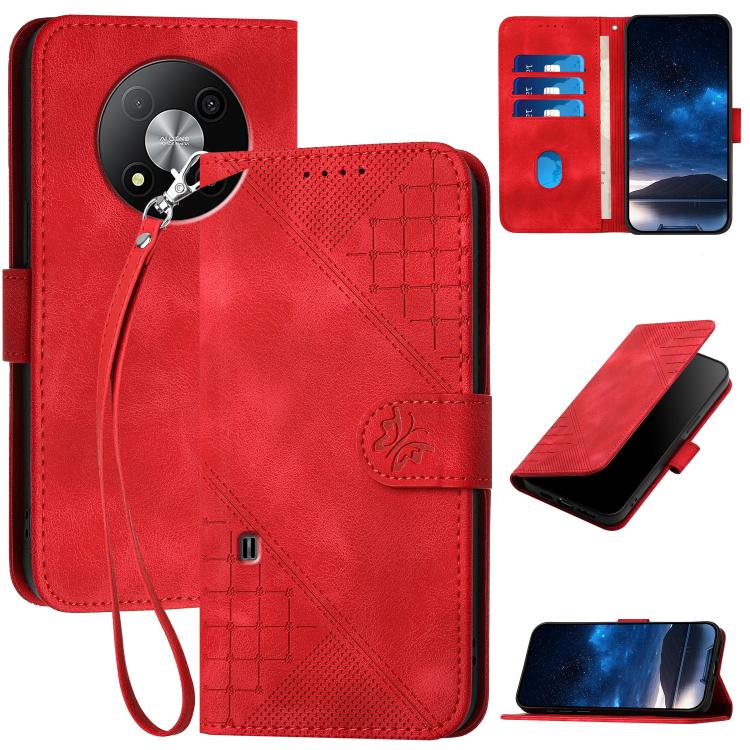 Grid Butterfly Embossed Pattern Leather Phone Case with Lanyard, For ZTE nubia Focus Pro, For ZTE nubia Music, For ZTE Blade A34, For ZTE nubia Z60 Ultra, For ZTE Blade A54, For ZTE Blade A73 4G / Blade V50 Design 4G, For ZTE Blade A73 5G              ...