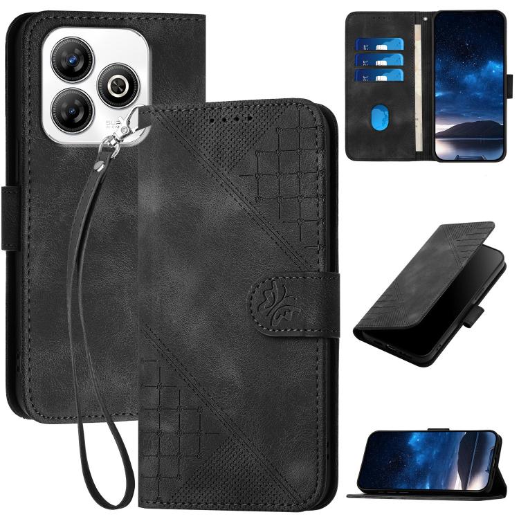 Grid Butterfly Embossed Pattern Leather Phone Case with Lanyard, For ZTE Blade A35e 4G, For ZTE Blade A35e Brazil, For ZTE Blade A35e Global, For ZTE nubia Music 2, For ZTE nubia S 5G A403ZT, For ZTE Blade V70 Design, For ZTE Blade A35 Lite            ...