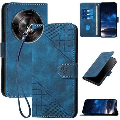 Grid Butterfly Embossed Pattern Leather Phone Case with Lanyard, For ZTE Blade A35e 4G, For ZTE Blade A35e Brazil, For ZTE Blade A35e Global, For ZTE nubia Music 2, For ZTE nubia S 5G A403ZT, For ZTE Blade V70 Design, For ZTE Blade A35 Lite            ...