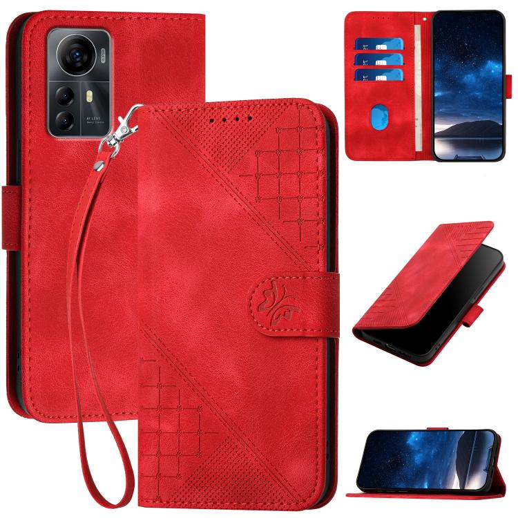 Grid Butterfly Embossed Pattern Leather Phone Case with Lanyard, For ZTE nubia Focus Pro, For ZTE nubia Music, For ZTE Blade A34, For ZTE nubia Z60 Ultra, For ZTE Blade A54, For ZTE Blade A73 4G / Blade V50 Design 4G, For ZTE Blade A73 5G              ...