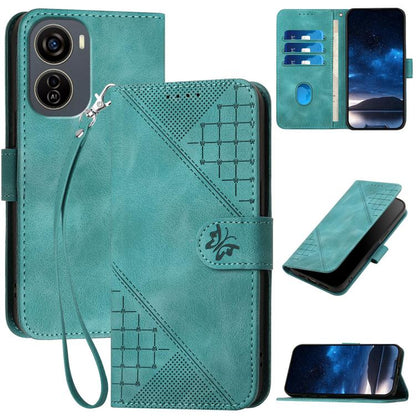 Grid Butterfly Embossed Pattern Leather Phone Case with Lanyard, For ZTE Blade A35e 4G, For ZTE Blade A35e Brazil, For ZTE Blade A35e Global, For ZTE nubia Music 2, For ZTE nubia S 5G A403ZT, For ZTE Blade V70 Design, For ZTE Blade A35 Lite            ...