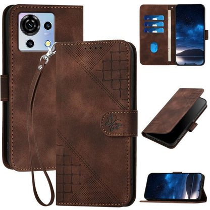 Grid Butterfly Embossed Pattern Leather Phone Case with Lanyard, For ZTE nubia Focus Pro, For ZTE nubia Music, For ZTE Blade A34, For ZTE nubia Z60 Ultra, For ZTE Blade A54, For ZTE Blade A73 4G / Blade V50 Design 4G, For ZTE Blade A73 5G              ...
