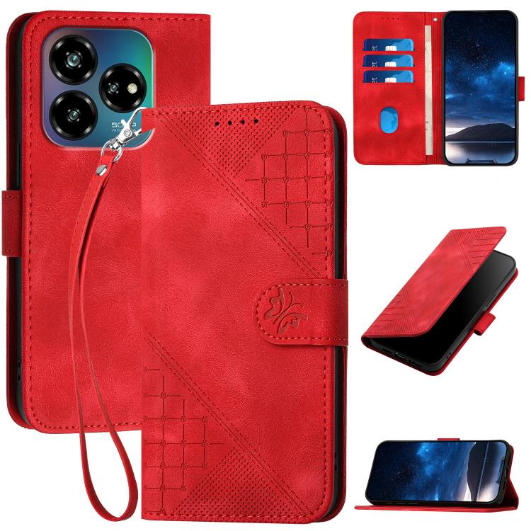 Grid Butterfly Embossed Pattern Leather Phone Case with Lanyard, For ZTE Blade A35e 4G, For ZTE Blade A35e Brazil, For ZTE Blade A35e Global, For ZTE nubia Music 2, For ZTE nubia S 5G A403ZT, For ZTE Blade V70 Design, For ZTE Blade A35 Lite            ...