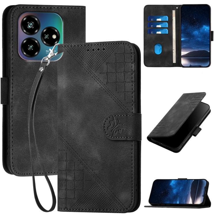Grid Butterfly Embossed Pattern Leather Phone Case with Lanyard, For ZTE Blade A35e 4G, For ZTE Blade A35e Brazil, For ZTE Blade A35e Global, For ZTE nubia Music 2, For ZTE nubia S 5G A403ZT, For ZTE Blade V70 Design, For ZTE Blade A35 Lite            ...