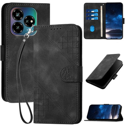 Grid Butterfly Embossed Pattern Leather Phone Case with Lanyard, For ZTE Blade A35e 4G, For ZTE Blade A35e Brazil, For ZTE Blade A35e Global, For ZTE nubia Music 2, For ZTE nubia S 5G A403ZT, For ZTE Blade V70 Design, For ZTE Blade A35 Lite            ...