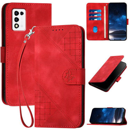 Grid Butterfly Embossed Pattern Leather Phone Case with Lanyard, For ZTE Libero 5G III, For ZTE Blade A72 5G, For ZTE Blade A52, For ZTE Libero 5G II, For ZTE Blade A72