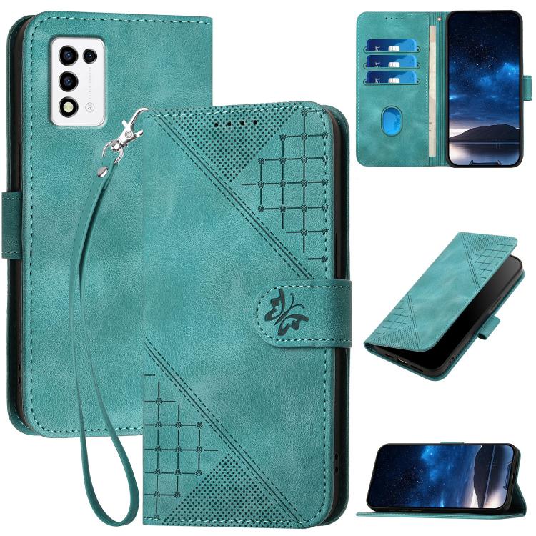 Grid Butterfly Embossed Pattern Leather Phone Case with Lanyard, For ZTE Libero 5G III, For ZTE Blade A72 5G, For ZTE Blade A52, For ZTE Libero 5G II, For ZTE Blade A72