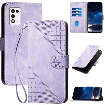 Grid Butterfly Embossed Pattern Leather Phone Case with Lanyard, For ZTE Libero 5G III, For ZTE Blade A72 5G, For ZTE Blade A52, For ZTE Libero 5G II, For ZTE Blade A72