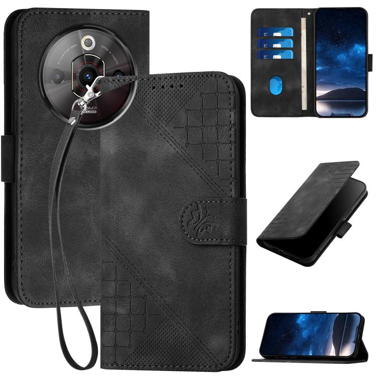 Grid Butterfly Embossed Pattern Leather Phone Case with Lanyard, For ZTE nubia Focus Pro, For ZTE nubia Music, For ZTE Blade A34, For ZTE nubia Z60 Ultra, For ZTE Blade A54, For ZTE Blade A73 4G / Blade V50 Design 4G, For ZTE Blade A73 5G              ...