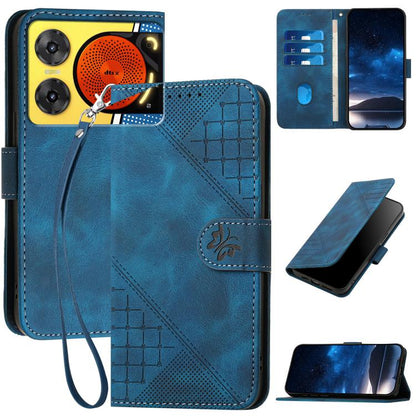 Grid Butterfly Embossed Pattern Leather Phone Case with Lanyard, For ZTE Blade A35e 4G, For ZTE Blade A35e Brazil, For ZTE Blade A35e Global, For ZTE nubia Music 2, For ZTE nubia S 5G A403ZT, For ZTE Blade V70 Design, For ZTE Blade A35 Lite            ...