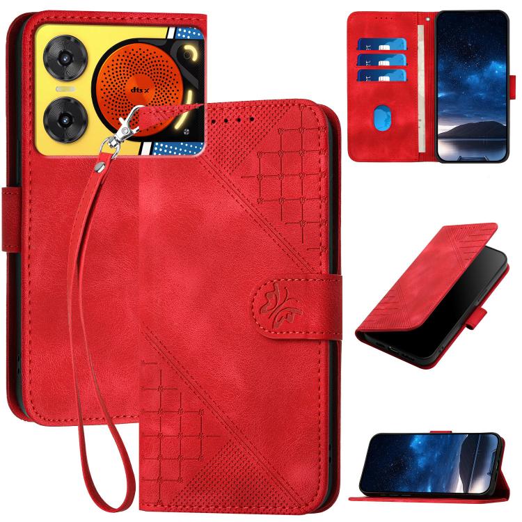 Grid Butterfly Embossed Pattern Leather Phone Case with Lanyard, For ZTE Blade A35e 4G, For ZTE Blade A35e Brazil, For ZTE Blade A35e Global, For ZTE nubia Music 2, For ZTE nubia S 5G A403ZT, For ZTE Blade V70 Design, For ZTE Blade A35 Lite            ...