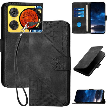 Grid Butterfly Embossed Pattern Leather Phone Case with Lanyard, For ZTE Blade A35e 4G, For ZTE Blade A35e Brazil, For ZTE Blade A35e Global, For ZTE nubia Music 2, For ZTE nubia S 5G A403ZT, For ZTE Blade V70 Design, For ZTE Blade A35 Lite            ...