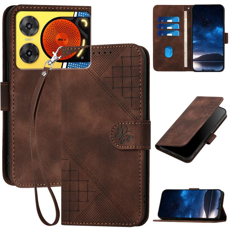 Grid Butterfly Embossed Pattern Leather Phone Case with Lanyard, For ZTE Blade A35e 4G, For ZTE Blade A35e Brazil, For ZTE Blade A35e Global, For ZTE nubia Music 2, For ZTE nubia S 5G A403ZT, For ZTE Blade V70 Design, For ZTE Blade A35 Lite            ...