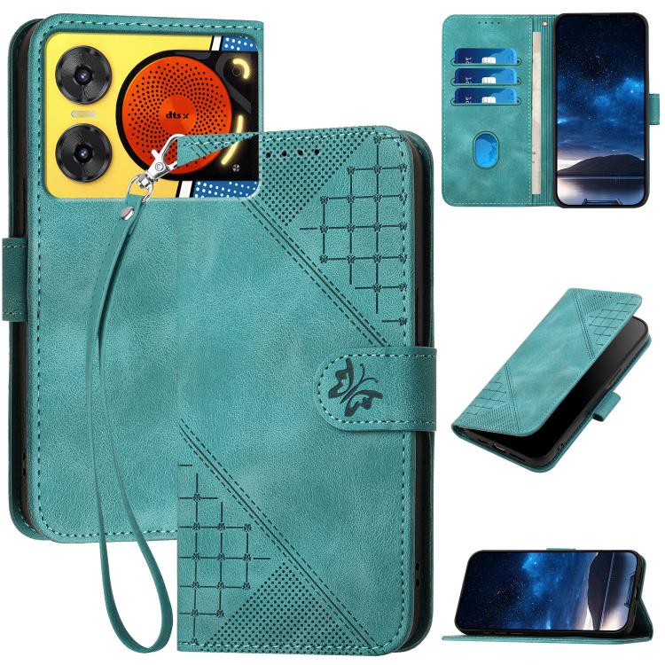 Grid Butterfly Embossed Pattern Leather Phone Case with Lanyard, For ZTE Blade A35e 4G, For ZTE Blade A35e Brazil, For ZTE Blade A35e Global, For ZTE nubia Music 2, For ZTE nubia S 5G A403ZT, For ZTE Blade V70 Design, For ZTE Blade A35 Lite            ...