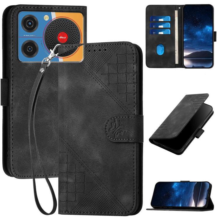 Grid Butterfly Embossed Pattern Leather Phone Case with Lanyard, For ZTE nubia Focus Pro, For ZTE nubia Music, For ZTE Blade A34, For ZTE nubia Z60 Ultra, For ZTE Blade A54, For ZTE Blade A73 4G / Blade V50 Design 4G, For ZTE Blade A73 5G              ...