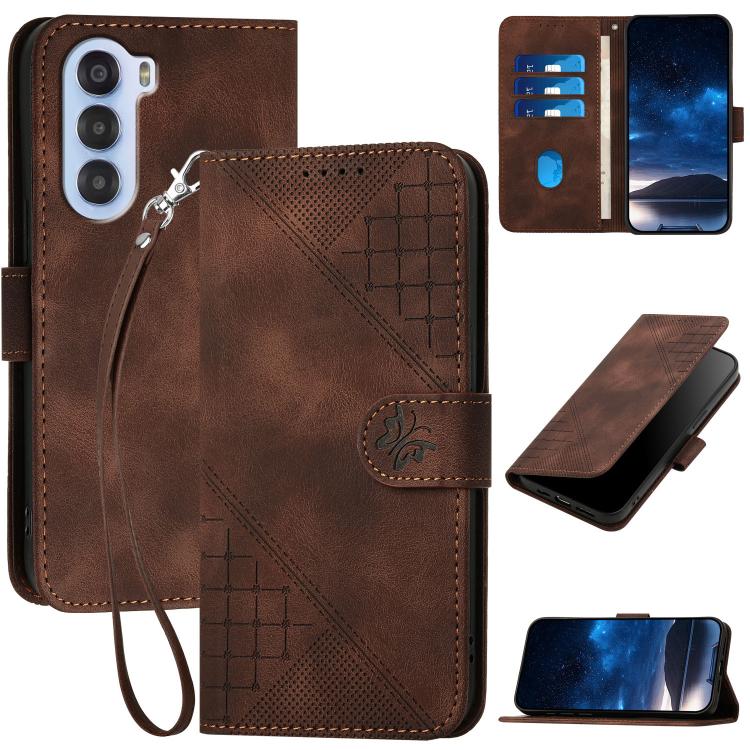 Grid Butterfly Embossed Pattern Leather Phone Case with Lanyard, For ZTE Blade A35e 4G, For ZTE Blade A35e Brazil, For ZTE Blade A35e Global, For ZTE nubia Music 2, For ZTE nubia S 5G A403ZT, For ZTE Blade V70 Design, For ZTE Blade A35 Lite            ...