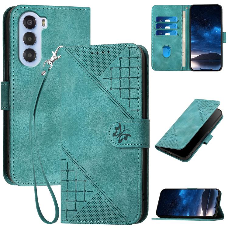 Grid Butterfly Embossed Pattern Leather Phone Case with Lanyard, For ZTE Blade A35e 4G, For ZTE Blade A35e Brazil, For ZTE Blade A35e Global, For ZTE nubia Music 2, For ZTE nubia S 5G A403ZT, For ZTE Blade V70 Design, For ZTE Blade A35 Lite            ...