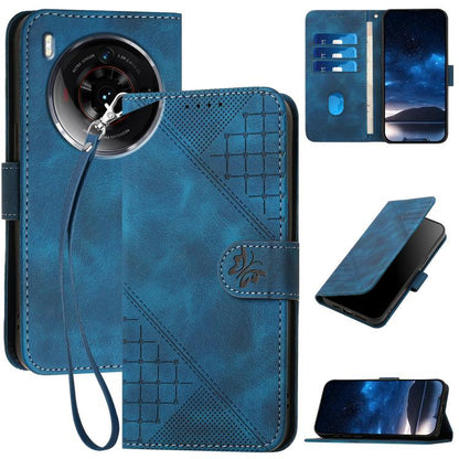 Grid Butterfly Embossed Pattern Leather Phone Case with Lanyard, For ZTE nubia Focus Pro, For ZTE nubia Music, For ZTE Blade A34, For ZTE nubia Z60 Ultra, For ZTE Blade A54, For ZTE Blade A73 4G / Blade V50 Design 4G, For ZTE Blade A73 5G              ...