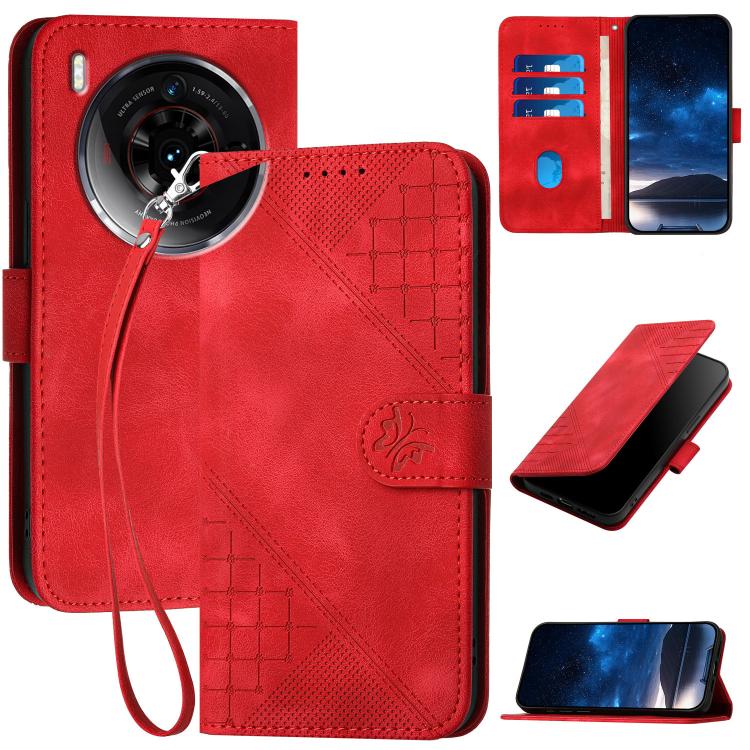 Grid Butterfly Embossed Pattern Leather Phone Case with Lanyard, For ZTE nubia Focus Pro, For ZTE nubia Music, For ZTE Blade A34, For ZTE nubia Z60 Ultra, For ZTE Blade A54, For ZTE Blade A73 4G / Blade V50 Design 4G, For ZTE Blade A73 5G              ...