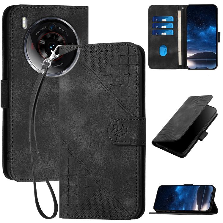 Grid Butterfly Embossed Pattern Leather Phone Case with Lanyard, For ZTE nubia Focus Pro, For ZTE nubia Music, For ZTE Blade A34, For ZTE nubia Z60 Ultra, For ZTE Blade A54, For ZTE Blade A73 4G / Blade V50 Design 4G, For ZTE Blade A73 5G              ...