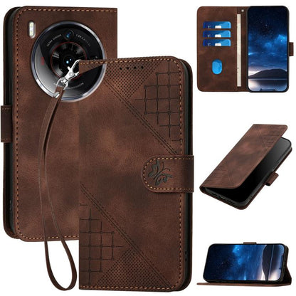 Grid Butterfly Embossed Pattern Leather Phone Case with Lanyard, For ZTE nubia Focus Pro, For ZTE nubia Music, For ZTE Blade A34, For ZTE nubia Z60 Ultra, For ZTE Blade A54, For ZTE Blade A73 4G / Blade V50 Design 4G, For ZTE Blade A73 5G              ...