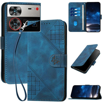 Grid Butterfly Embossed Pattern Leather Phone Case with Lanyard, For ZTE nubia Focus Pro, For ZTE nubia Music, For ZTE Blade A34, For ZTE nubia Z60 Ultra, For ZTE Blade A54, For ZTE Blade A73 4G / Blade V50 Design 4G, For ZTE Blade A73 5G              ...