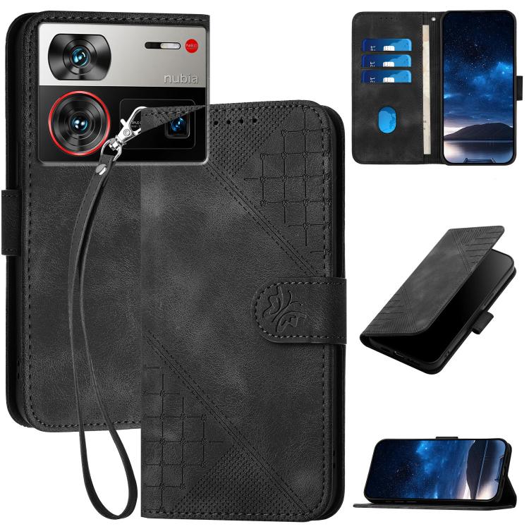 Grid Butterfly Embossed Pattern Leather Phone Case with Lanyard, For ZTE nubia Focus Pro, For ZTE nubia Music, For ZTE Blade A34, For ZTE nubia Z60 Ultra, For ZTE Blade A54, For ZTE Blade A73 4G / Blade V50 Design 4G, For ZTE Blade A73 5G              ...