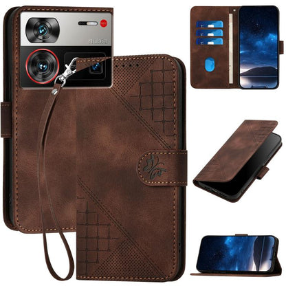 Grid Butterfly Embossed Pattern Leather Phone Case with Lanyard, For ZTE nubia Focus Pro, For ZTE nubia Music, For ZTE Blade A34, For ZTE nubia Z60 Ultra, For ZTE Blade A54, For ZTE Blade A73 4G / Blade V50 Design 4G, For ZTE Blade A73 5G              ...