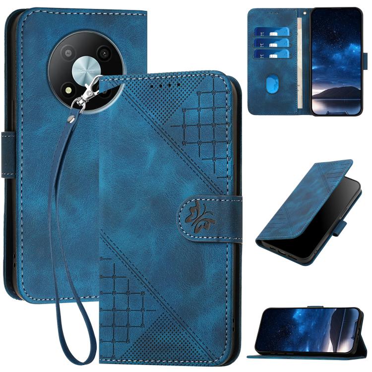 Grid Butterfly Embossed Pattern Leather Phone Case with Lanyard, For ZTE nubia Air Pro 5G, For ZTE nubia Neo 5 Pro 5G, For ZTE nubia Neo 5 5G, For ZTE nubia Neo 5 GT 5G, For ZTE Blade V80 Vita, For ZTE nubia V80 Max, For ZTE Blade A56 Pro              ...