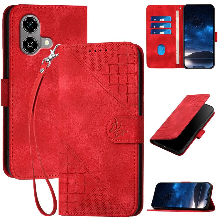 Grid Butterfly Embossed Pattern Leather Phone Case with Lanyard, For ZTE Blade A35e 4G, For ZTE Blade A35e Brazil, For ZTE Blade A35e Global, For ZTE nubia Music 2, For ZTE nubia S 5G A403ZT, For ZTE Blade V70 Design, For ZTE Blade A35 Lite            ...