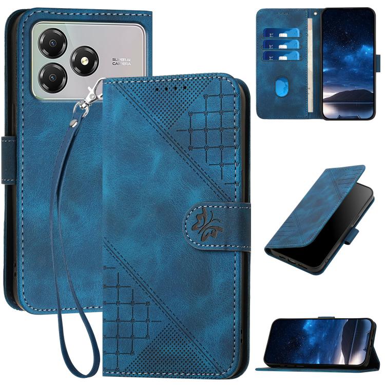 Grid Butterfly Embossed Pattern Leather Phone Case with Lanyard, For ZTE nubia Air Pro 5G, For ZTE nubia Neo 5 Pro 5G, For ZTE nubia Neo 5 5G, For ZTE nubia Neo 5 GT 5G, For ZTE Blade V80 Vita, For ZTE nubia V80 Max, For ZTE Blade A56 Pro              ...