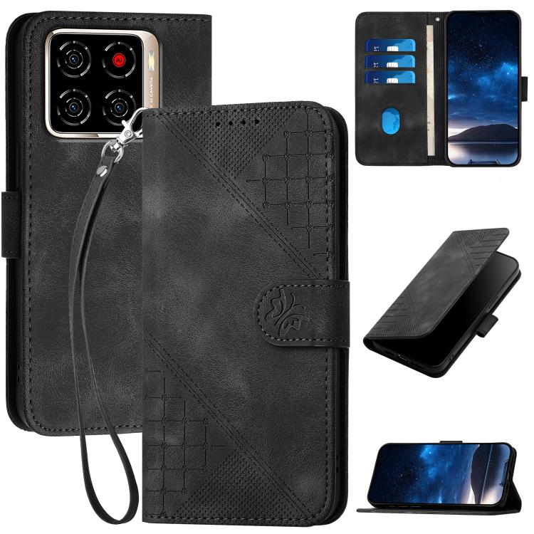 Grid Butterfly Embossed Pattern Leather Phone Case with Lanyard, For ZTE nubia Air Pro 5G, For ZTE nubia Neo 5 Pro 5G, For ZTE nubia Neo 5 5G, For ZTE nubia Neo 5 GT 5G, For ZTE Blade V80 Vita, For ZTE nubia V80 Max, For ZTE Blade A56 Pro              ...